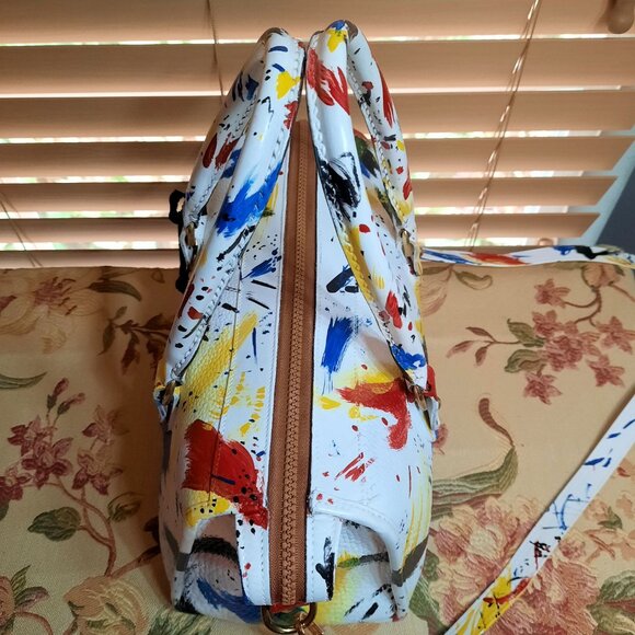 Dooney & Bourke Dipinta Inspired Hand Painted Vintage Zip Satchel Rare Dooney - Picture 10 of 14